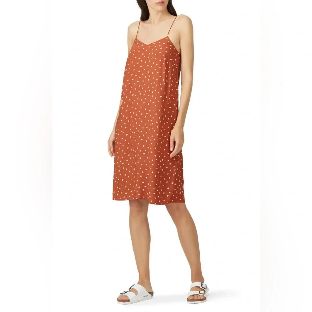 Madewell Orange Polka Dot Cami Slip Midi Dress Women’s Size 00 XXS
